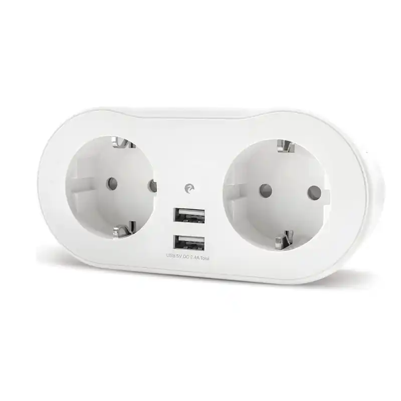 Enchufe de pared garza smart wifi + 2 tomas + 2 usb blanco - Ladrón enchufe