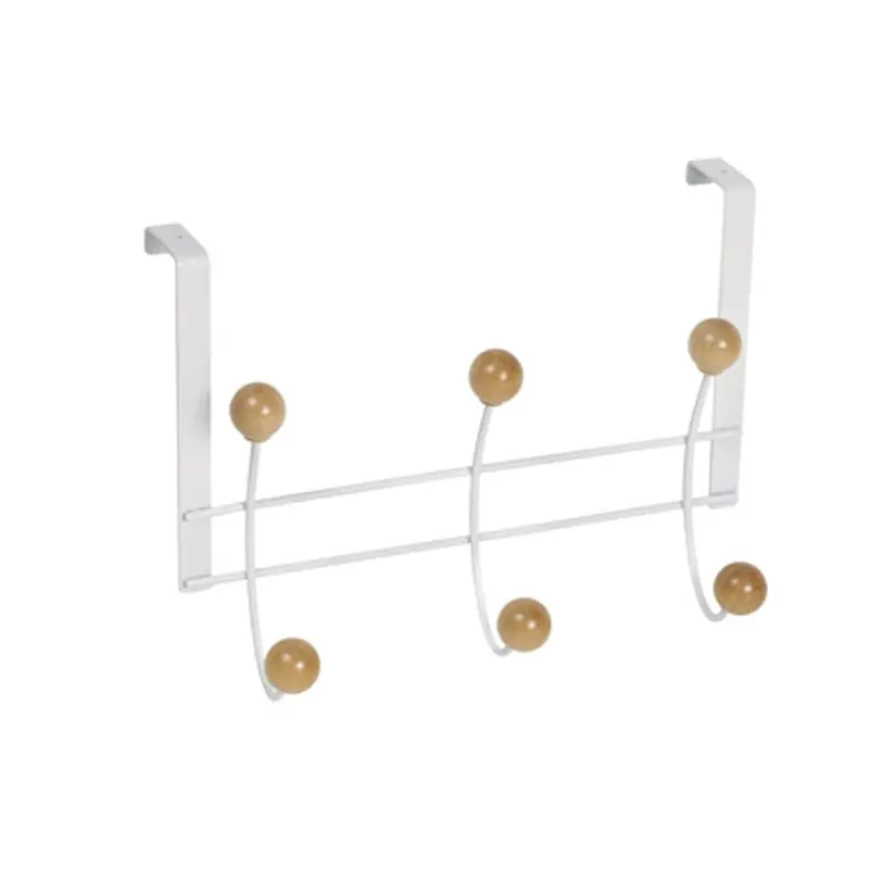 Percha sobrepuerta nesu blanco 6 bolas haya natural - Percheros de pared
