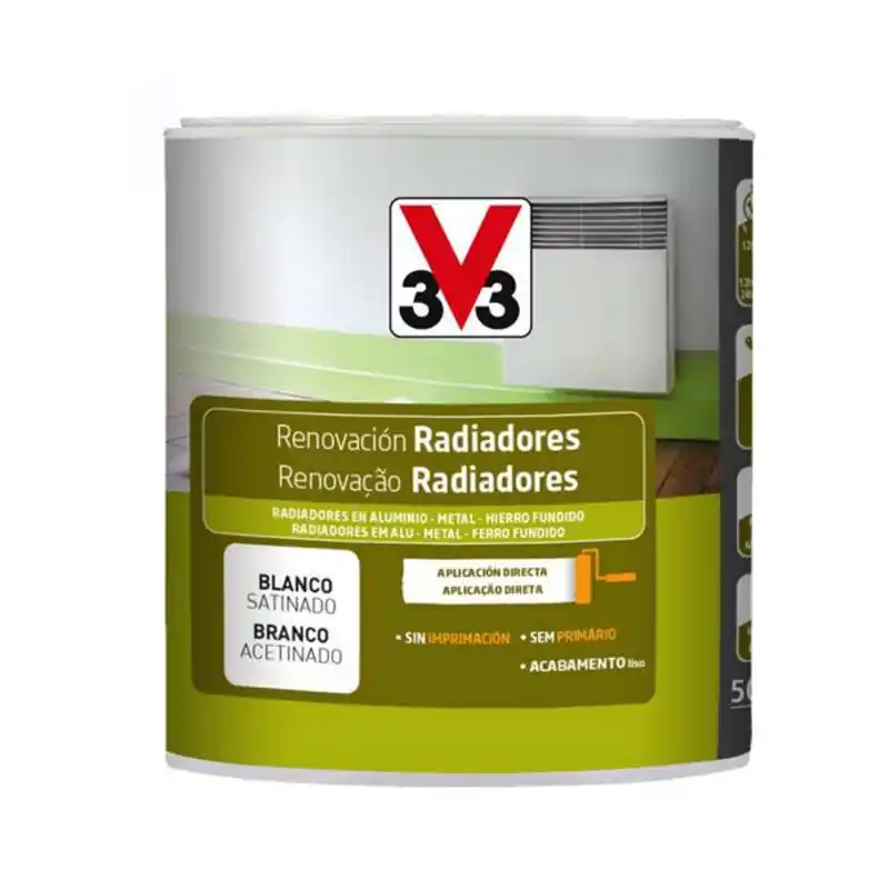 Esmalte radiadores v33 renovation perfection satinado 500ml blanco - Pintura antióxido