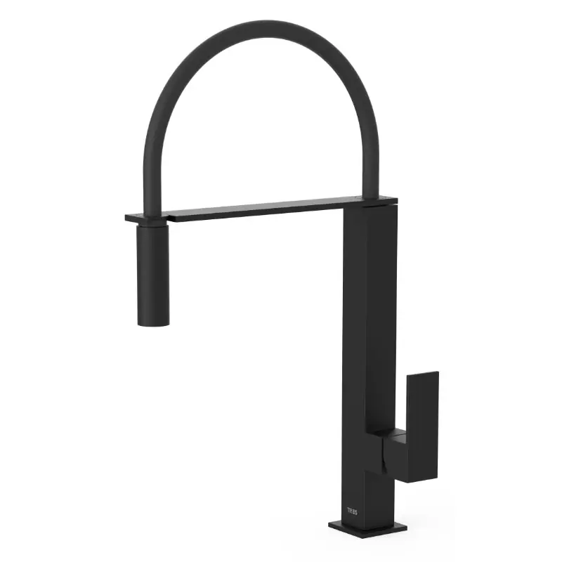 Monomando cocina tres caño flexible negro mate 00648701nm - Monomando cocina de repisa