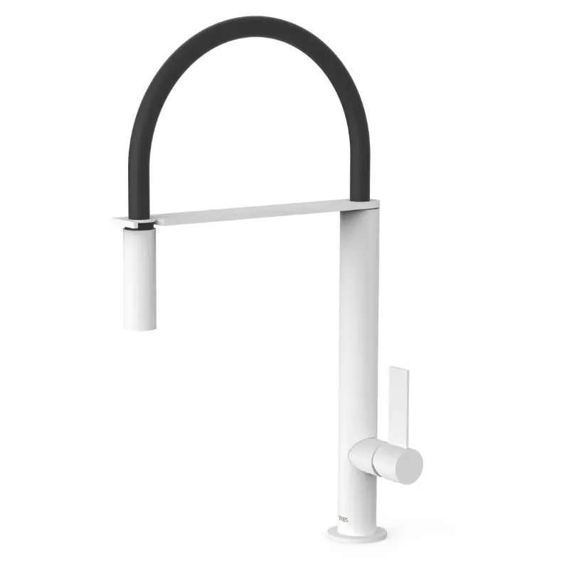 Monomando cocina tres exclusive caño flexible blanco mate 20548702bm - Grifos de cocina extraibles Tres