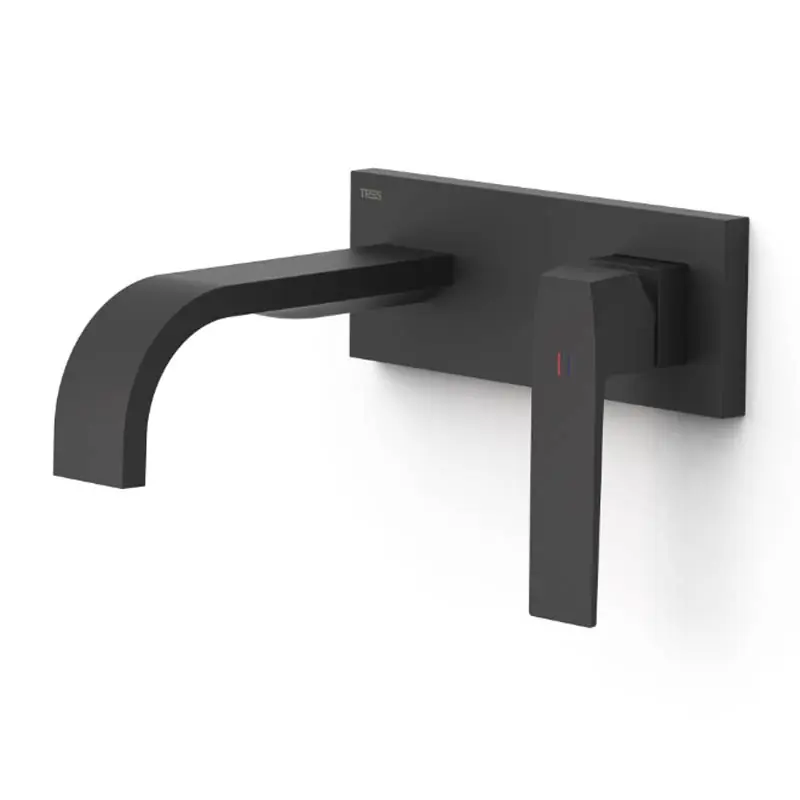 Monomando lavabo tres exclusive slim empotrado 180mm negro mate 20230013nm - Griferia Tres Slim empotrar