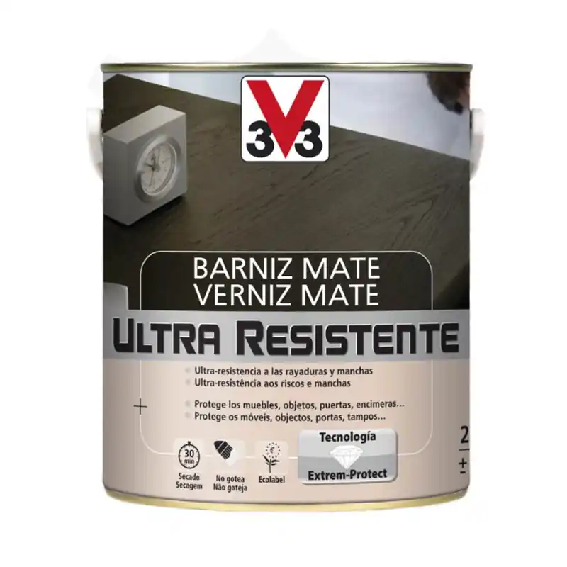 Barniz interior v33 ultra resistente mate 750ml incoloro - Barniz para madera