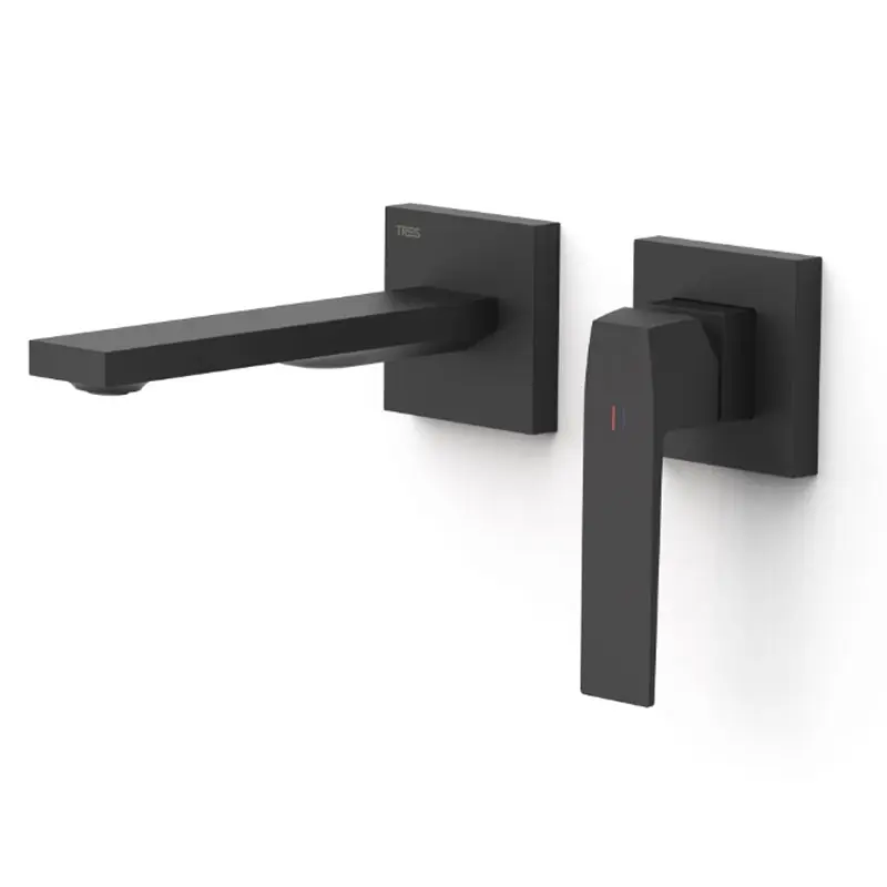 Monomando lavabo tres exclusive slim empotrado 180mm negro mate 20230021nm - Griferia Tres Slim empotrar