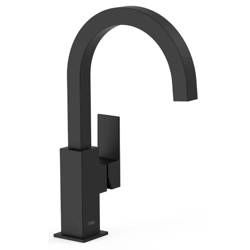 Monomando lavabo tres exclusive cuadro alto con maneta negro mate 00660602nm - Grifería Cuadro Tres