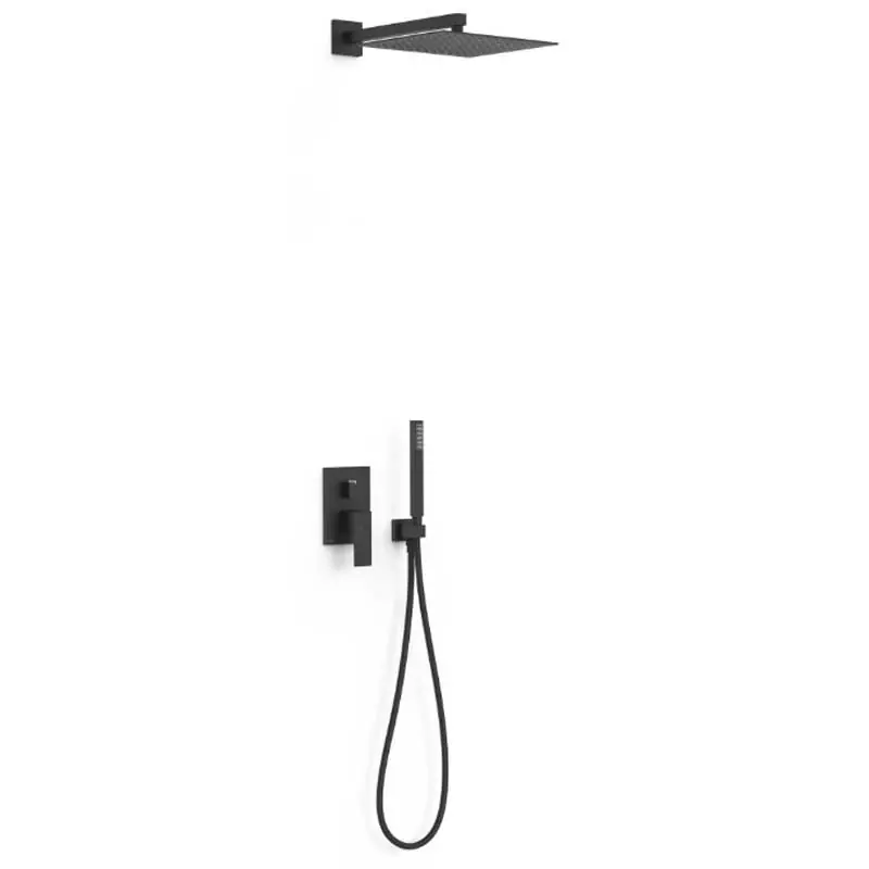 Kit monomando ducha tres exclusive cuadro empotrado negro mate 00628004nm - Griferia Tres Cuadro empotrar
