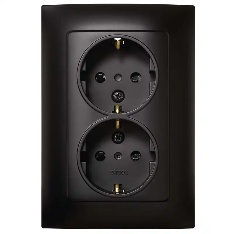 Doble base enchufe con tt simon s10 negro f1091459038 - Simon 10