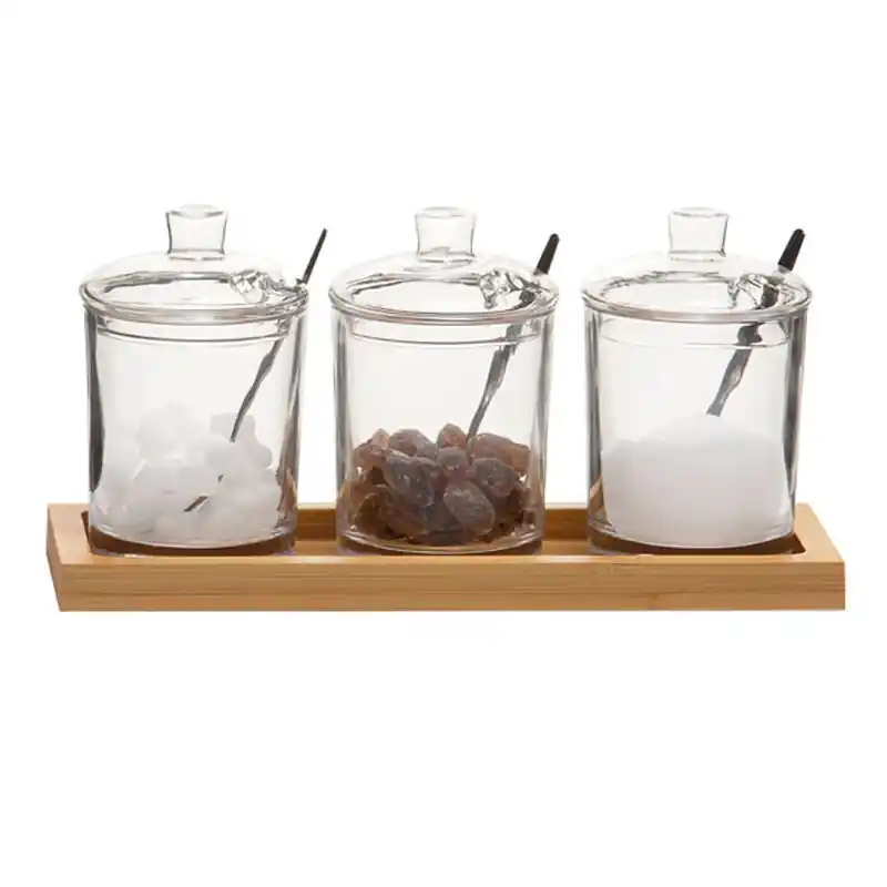 Azucarero triple andrea base madera 7x11cm 3 unidades