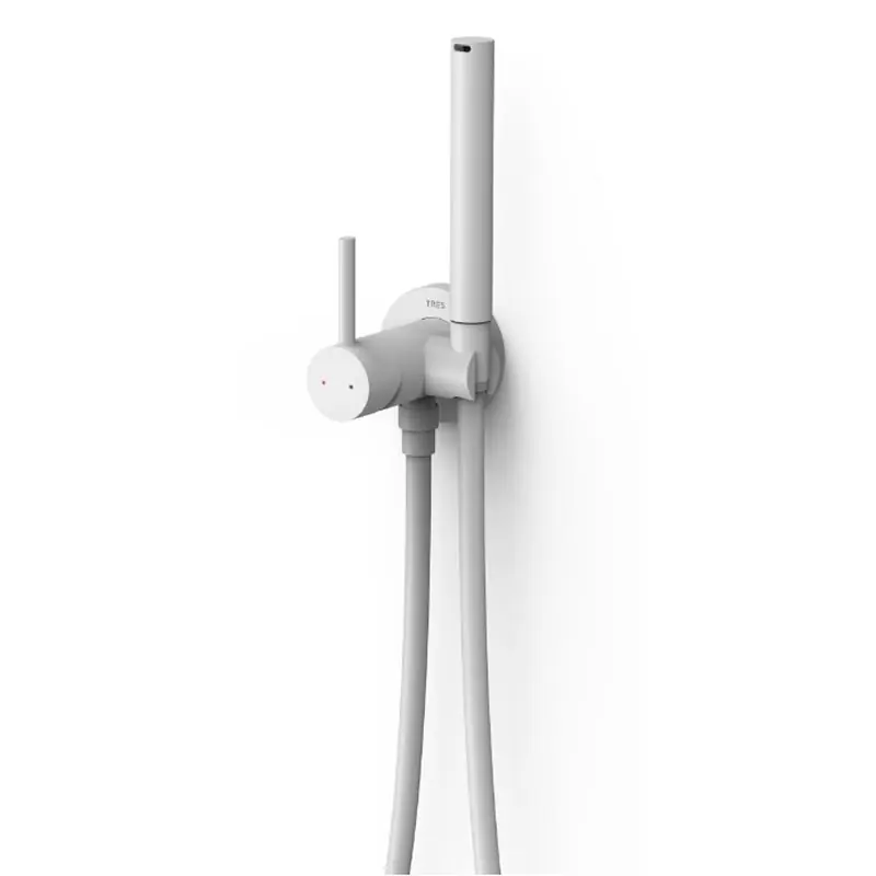 Monomando tres study bide con ducha empotrado blanco mate 134123bm - Griferia Tres Study empotrado