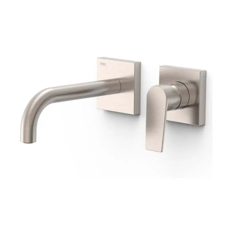 Monomando lavabo tres exclusive project-tres empotrado 180mm acero 21130021ac