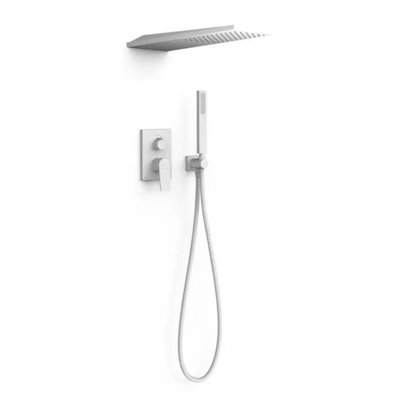 Kit monomando ducha tres exclusive project-tres empotrado blanco mate 21128005bm