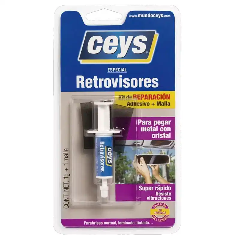 Adhesivo retrovisores ceys adhesivo 1gr jeringa + malla - Pegamento cristal