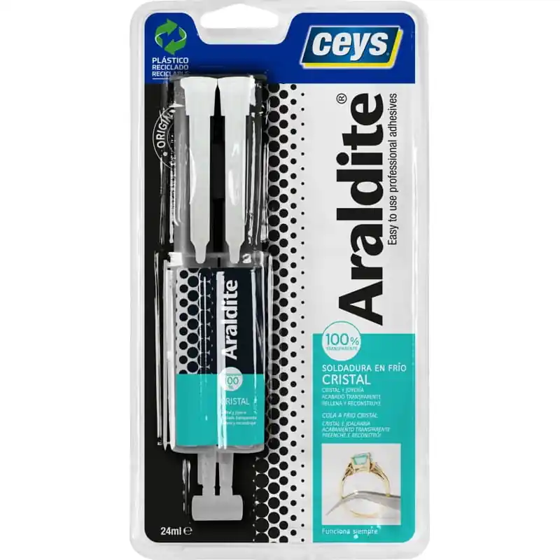 Adhesivo araldite ceys cristal jeringa 24ml transparente - Pegamento Araldit