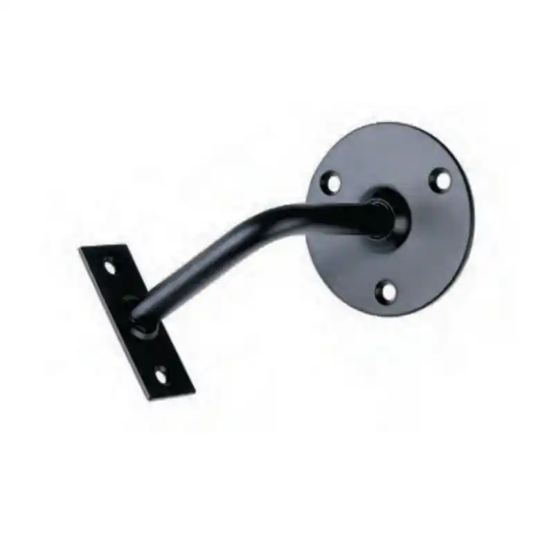 Soporte pasamano tortajada con placa red negro 65mm - Soportes para baldas