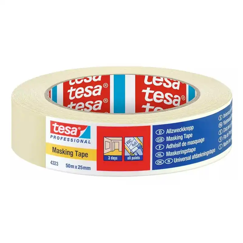 Cinta de pintor tesa krepp 4323 50 m x 25 mm - Plastico protector
