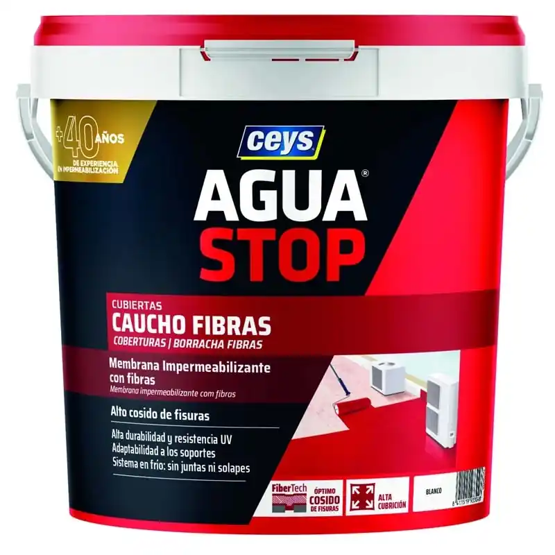 Impermeabilizante ceys aguastop caucho fibras 5kg blanco - Impermeabilizante exterior