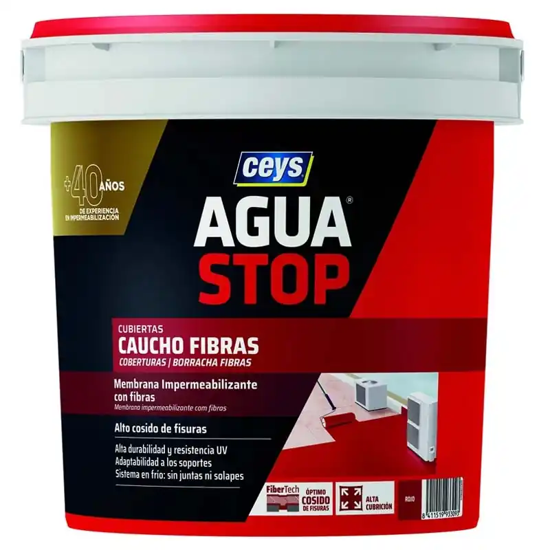 Impermeabilizante ceys aguastop caucho fibras 1kg rojo - Impermeabilizante exterior