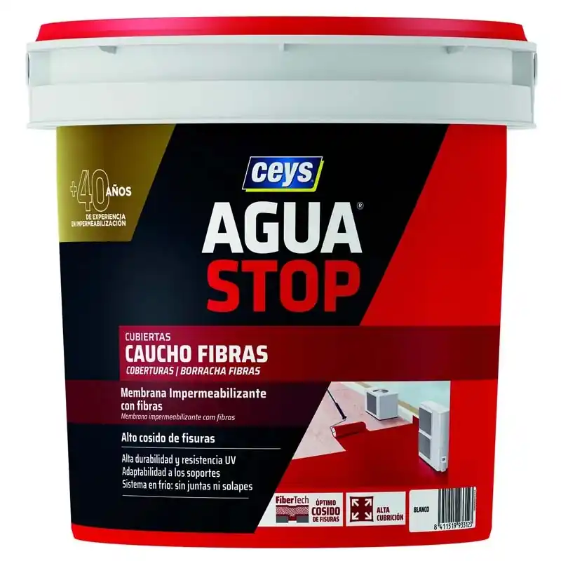 Impermeabilizante ceys aguastop caucho fibras 1kg blanco - Impermeabilizante exterior