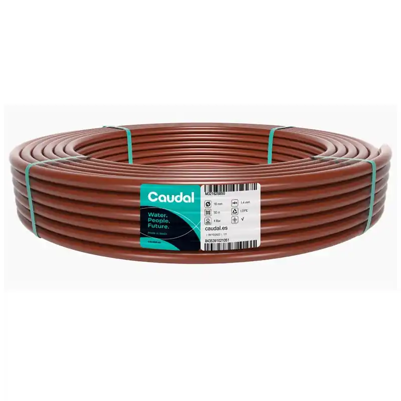 Tuberia pe bd goteo caudal 4 bares 16 mm 25 metros marron - Abrazaderas y juntas