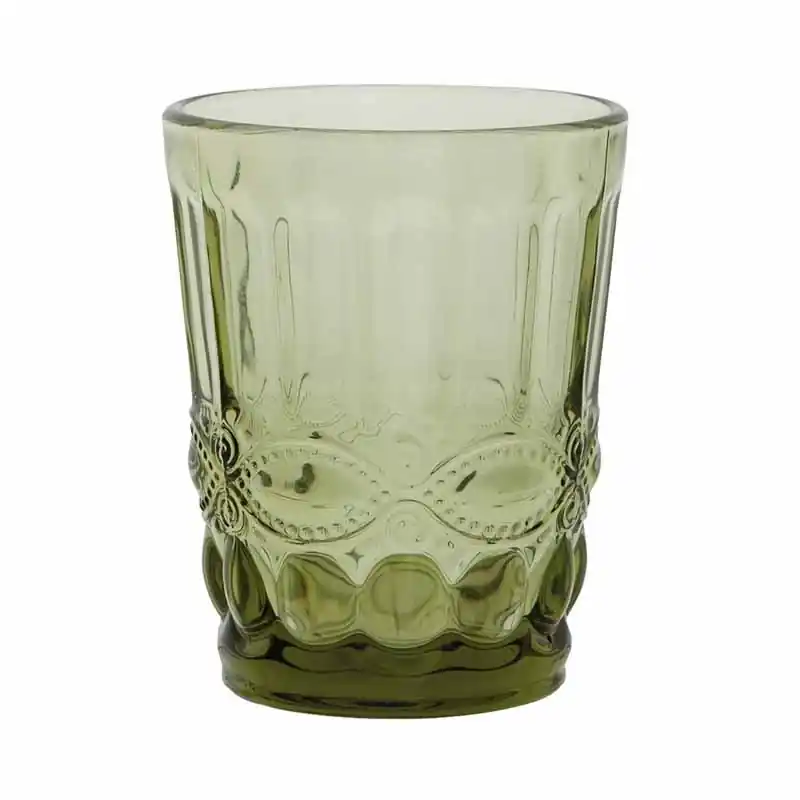 Vaso de agua grabado ritual rustico verde 26cl 6 unidades - Vasos de agua
