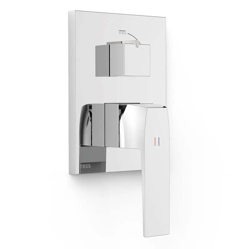 Monomando ducha y bañera empotrado tres slim 2 vias rapid box cromo 20228110 - Griferia Slim-Tres