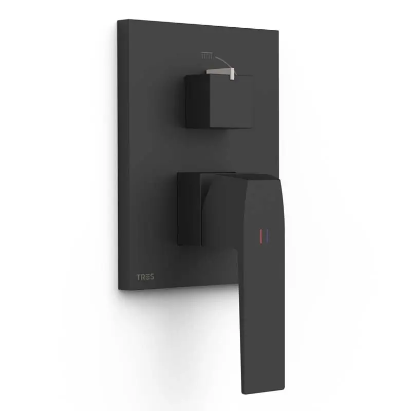 Monomando ducha y bañera empotrado tres slim 2 vias rapid box negro mate 20228110nm - Griferia Slim-Tres