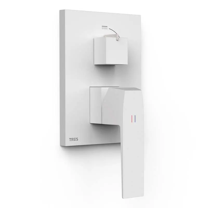 Monomando ducha y bañera empotrado tres slim 2 vias rapid box blanco mate 20228110bm - Griferia Slim-Tres