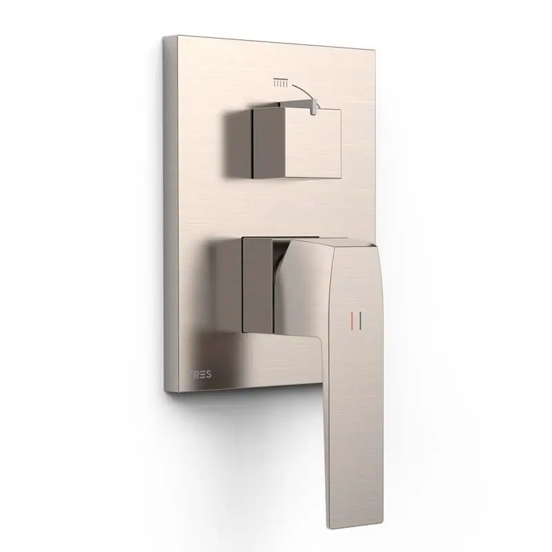 Monomando ducha y bañera empotrado tres slim 2 vias rapid box acero 20228110ac - Griferia Slim-Tres