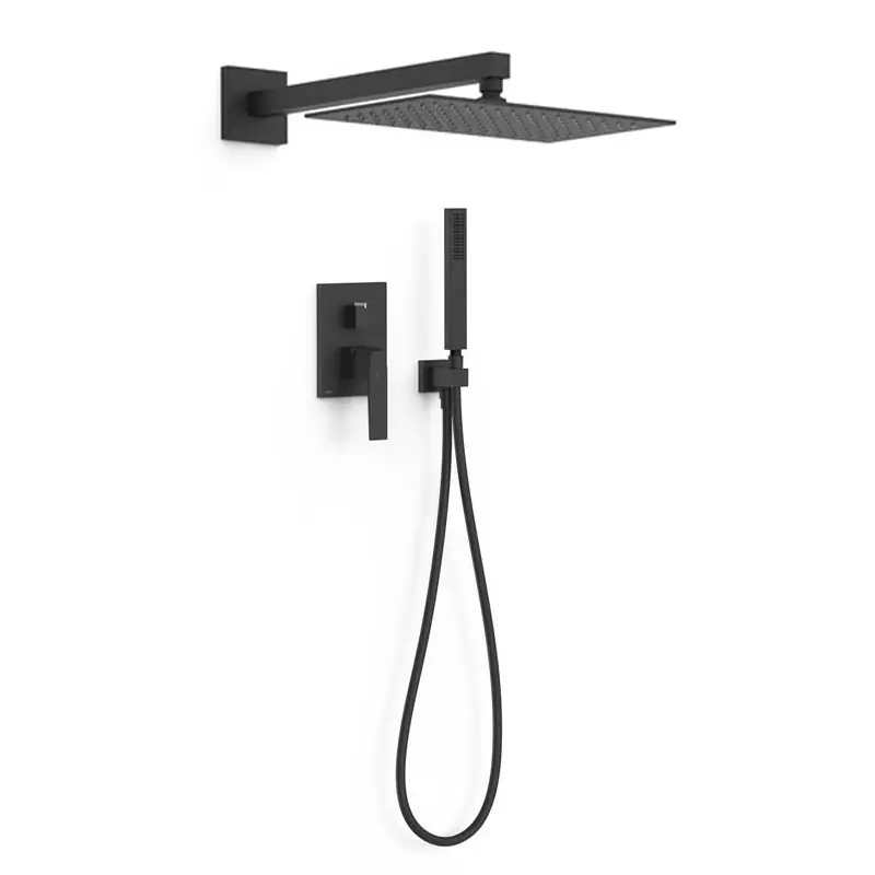 Monomando kit ducha tres exclusive slim empotrado 300mm negro mate 20228004nm - Griferia Tres Slim empotrar