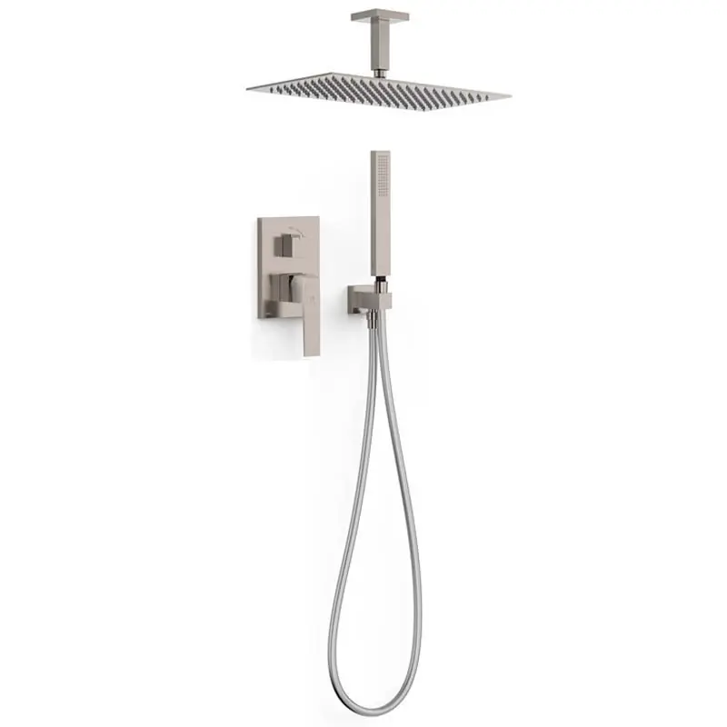 Monomando kit ducha tres exclusive slim empotrado 400mm acero 20228003ac - Griferia Tres Slim empotrar