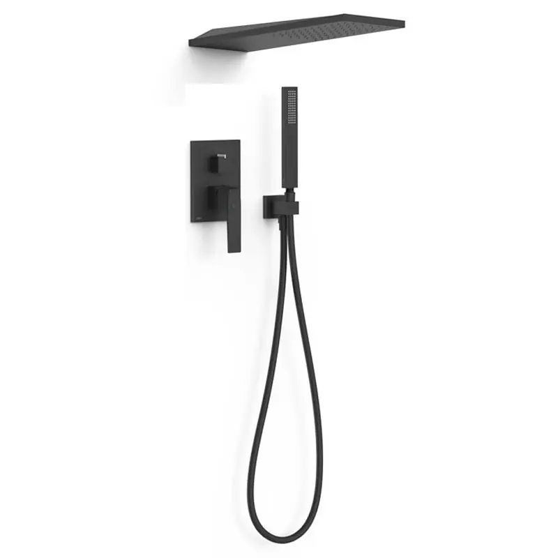 Monomando kit ducha tres exclusive slim empotrado 500mm negro mate 20228005nm - Griferia Tres Slim empotrar