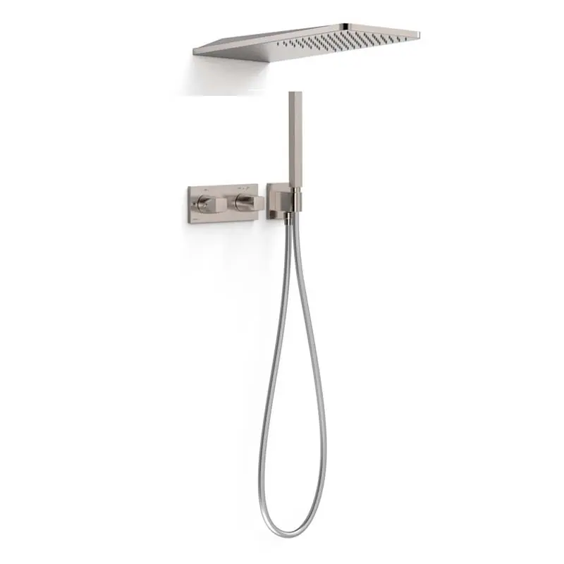 Monomando kit ducha termostatico tres exclusive slim empotrado 550mm acero 30725205ac - Griferia Tres Slim empotrar
