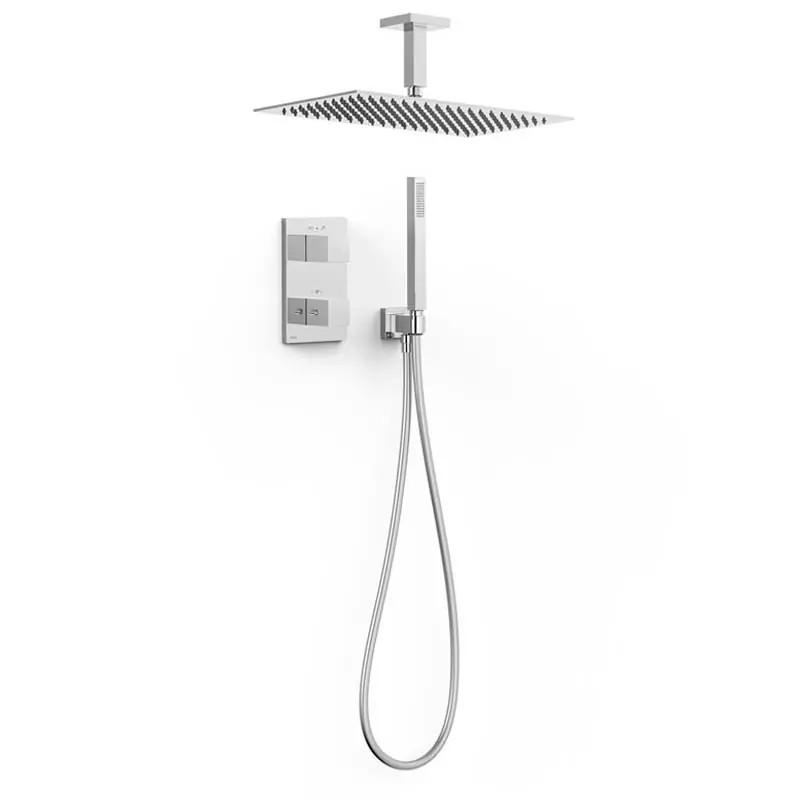 Monomando kit ducha termostatico tres exclusive slim empotrado 400mm cromo 20225053 - Griferia Tres Slim empotrar