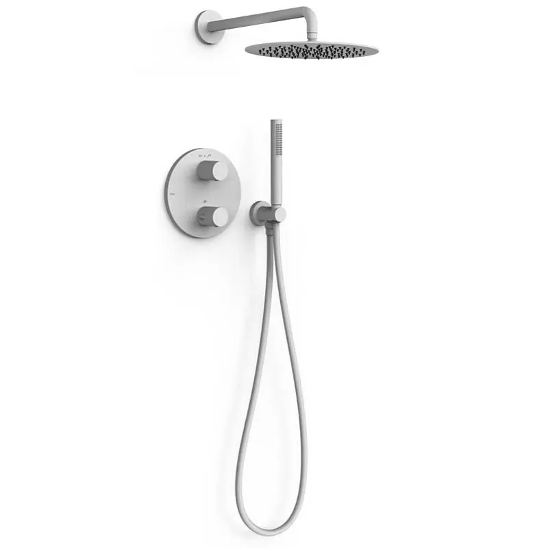 Monomando kit ducha termostatico tres study empotrado 2 vias blanco mate 26225004bm - Griferia Tres Study empotrado