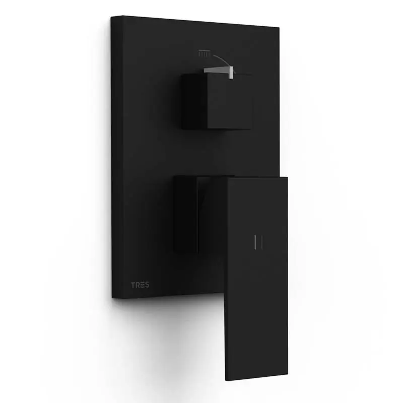 Monomando ducha empotrado tres cuadro 2 vias rapid box negro mate 10628110nm - Griferia Tres Cuadro empotrar