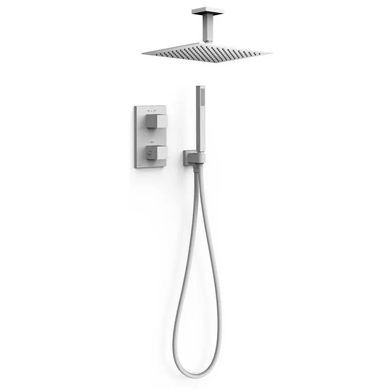 Monomando kit ducha termostatico tres cuadro empotrado 2 vias blanco mate 00625003bm - Grifería Cuadro Tres