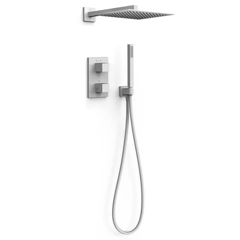 Monomando kit ducha termostatico tres cuadro empotrado pared 2 vias blanco mate 00625004bm - Griferia Tres Cuadro empotrar