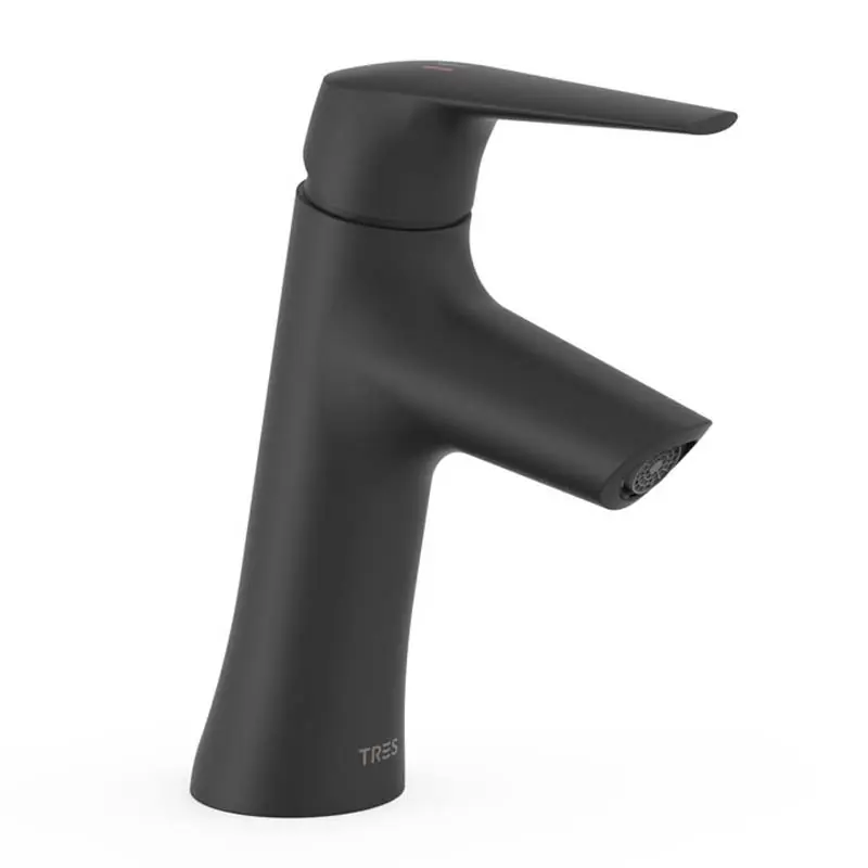Grifo monomando lavabo tres fuji inclinado ecoeficiente 162mm negro mate 28110402nm - Fuji -Tres