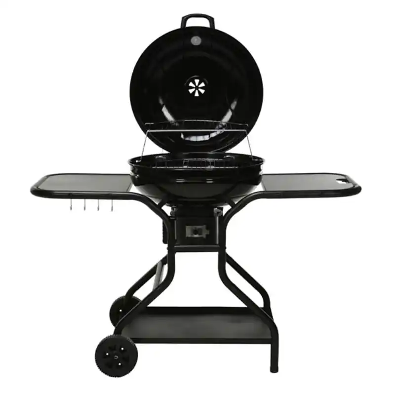 Barbacoa carbon progarden redonda con alas + tapa 56x95cm negro - Barbacoas de carbón