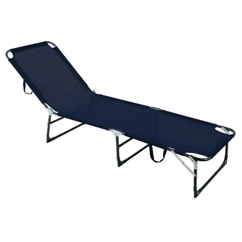 Tumbona cama plegable zaria acero texaline azul oscuro - Tumbonas jardín