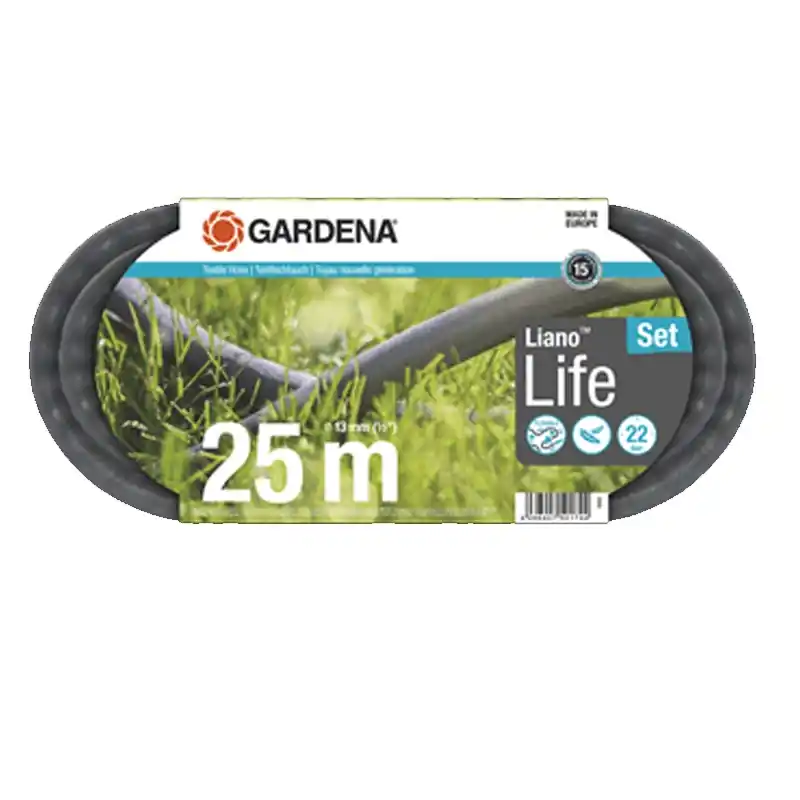 Manguera jardin gardena textil liano + accesorio 13mm 25m - Mangueras de riego jardín