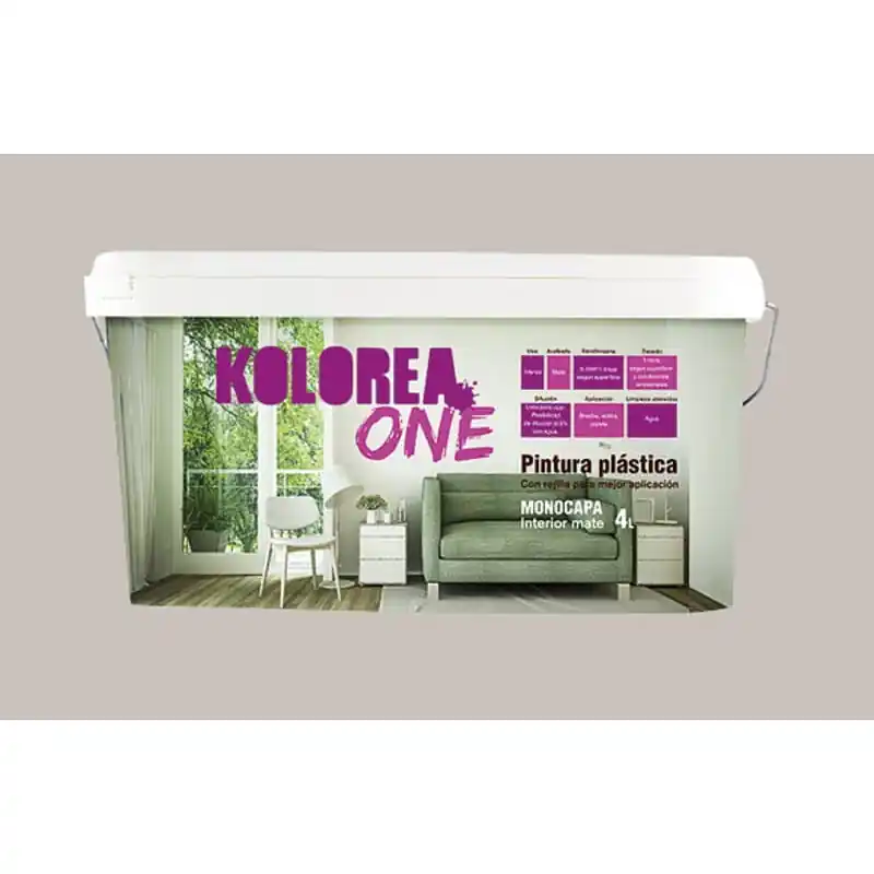 Pintura plastica kolorea interior monocapa one 4l gris urban - Pintura plastica interior