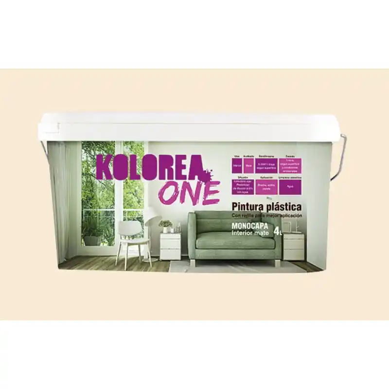 Pintura plastica kolorea interior monocapa one 4l marfil - Pintura plastica interior