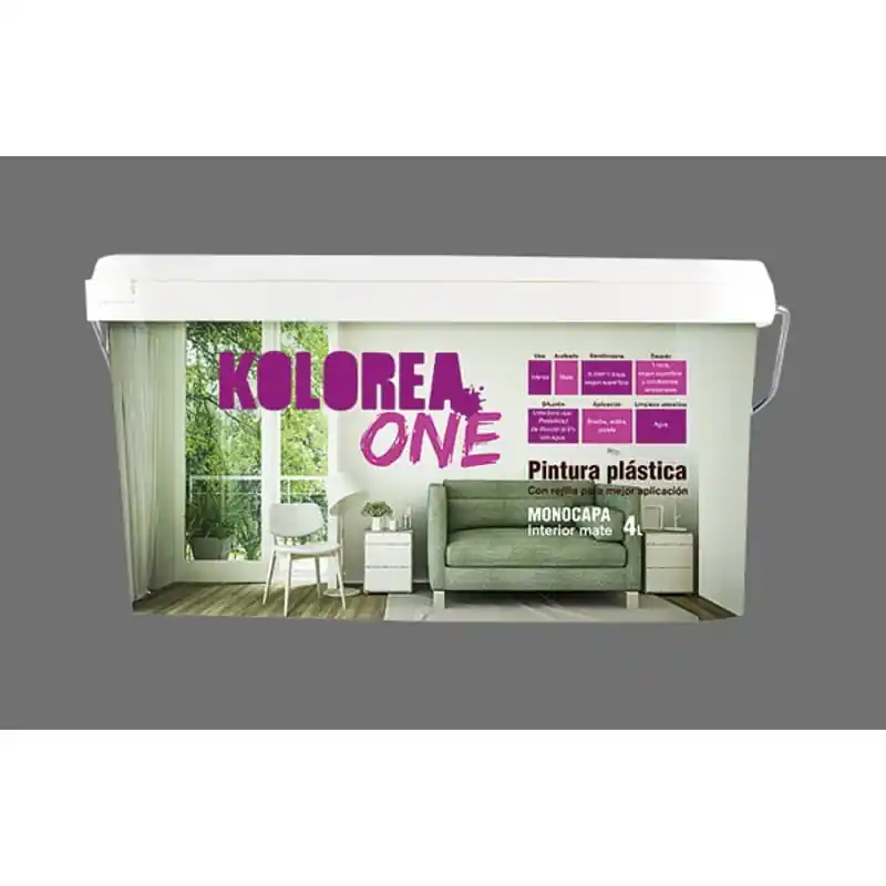 Pintura plastica kolorea interior monocapa one 4l gris antracita - Pintura plastica interior