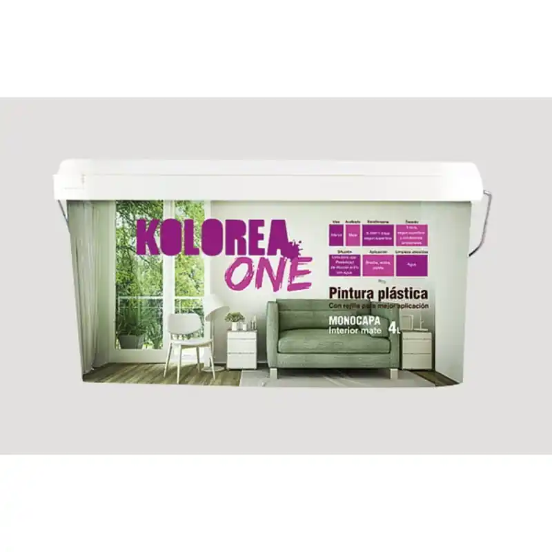 Pintura plastica kolorea interior monocapa one 4l gris niebla - Pintura plastica interior