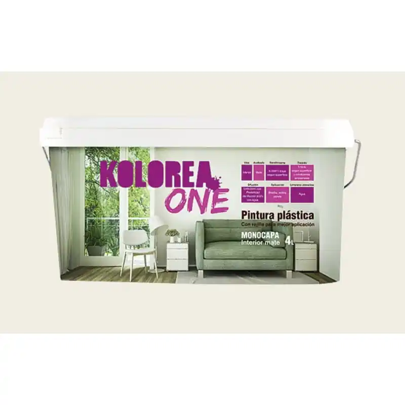 Pintura plastica kolorea interior monocapa one 4l blanco algodon - Pintura plastica interior