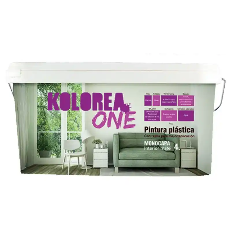 Pintura plastica kolorea interior monocapa one 4l blanco - Pintura plastica interior