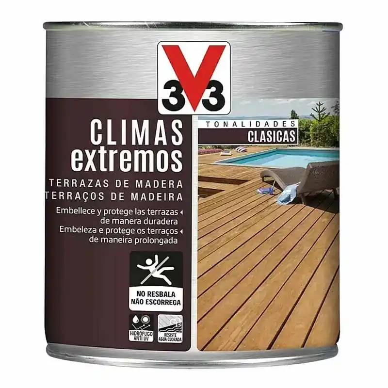 Protector terraza madera v33 climas extremos tonalidad clasica 750ml teca - Barniz para madera exterior