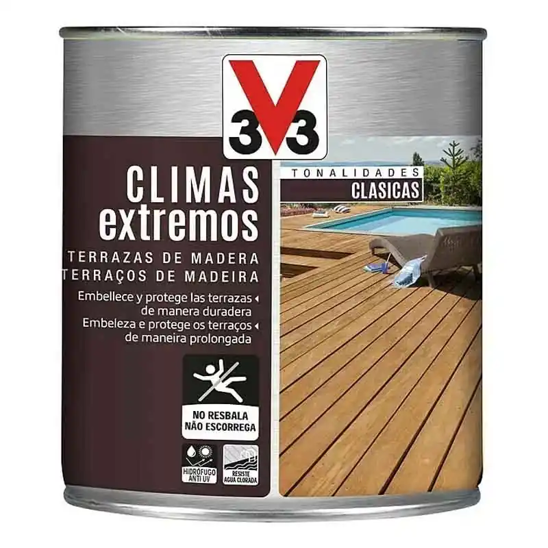 Protector terraza madera v33 climas extremos tonalidad clasica 2,5l incoloro - Barniz para madera exterior