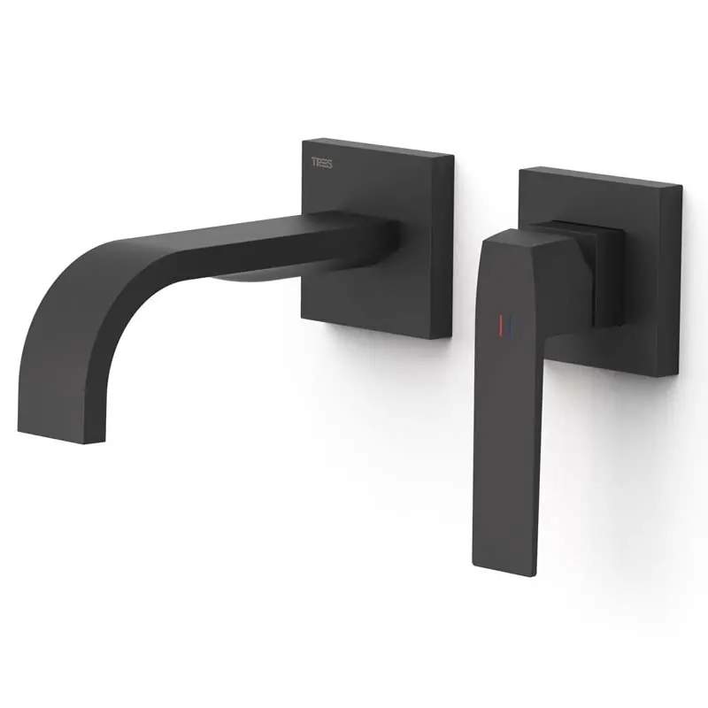 Monomando lavabo slim tres empotrado 180mm negro mate 20230023nm - Griferia Tres Slim empotrar